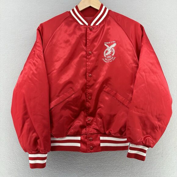 80s King Louie Pro Fit Eagle F.O.E. Alaska Satin Jacket Mens‎ M VTG Made in USA